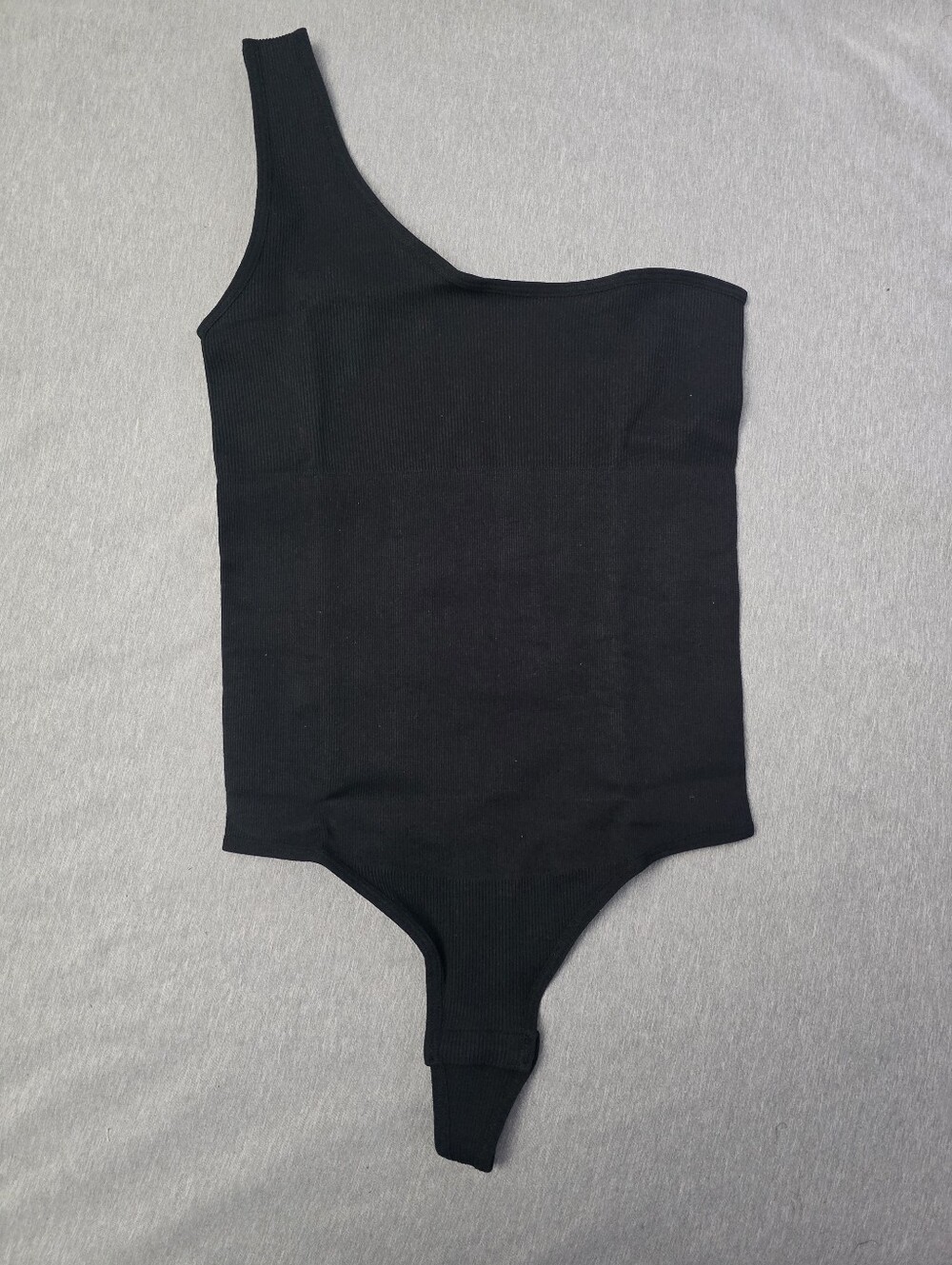 Black One-Shoulder One-Piece Bodysuit